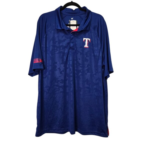 NWT Fanatics Texas Rangers Official Merchandise Polo Shirt 2XL Blue - Picture 1 of 9